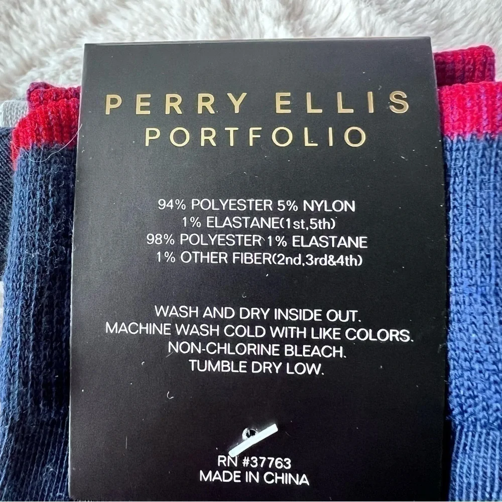 💚 NWT Perry Ellis men’s set of five crew socks shoe size 7-12